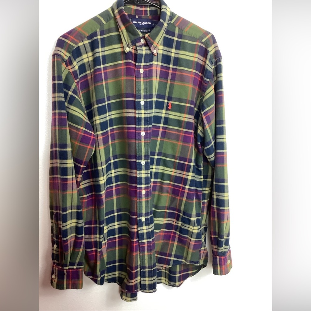 Ralph Lauren Golf Classic Fit Button Down Tartan Plaid Shirt Men’s Size Large.
